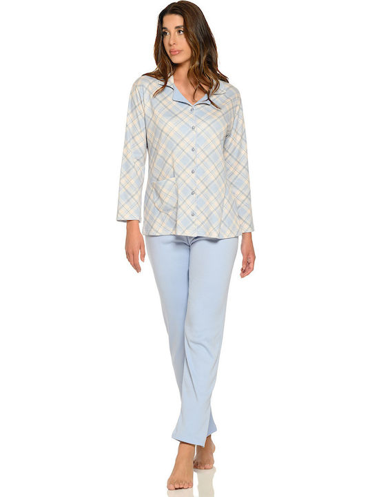 Clio Lingerie Winter Women's Pyjama Set Light Blue