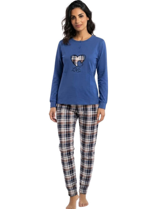 Lovelx Homewear Winterliches Damen-Pyjama-Set Blau