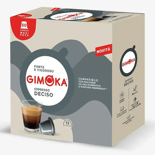 Gimoka Deciso Espresso Capsules 50 Pieces Compatible with Nespresso Machines 50 Capsules