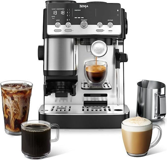 Luxe Café Mini Αυτόματη Μηχανή Espresso 1650W με Μύλο Άλεσης Γκρι ES301EU