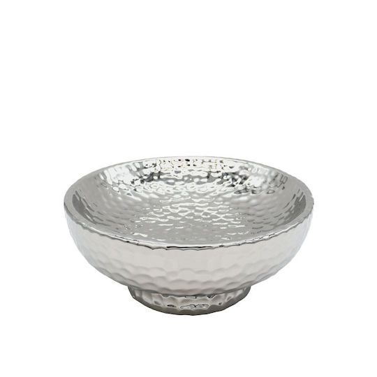 Marhome Διακοσμητικό Μπωλ Κεραμικό Ασημί 21.5x21.5x9cm