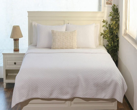 Liolios Home Popcorn Double Blanket 240x250cm White