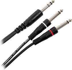 Καλώδιο Y Plugger Jack 6,35 Mm Stereo Αρσενικό 2 X Jack 6,35 Mm Mono Αρσενικό 3 M