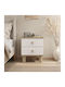 Wooden Bedside Table with Metal Legs Beige 51x45x58cm