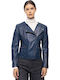 Women's Leather Biker Jacket Blue
