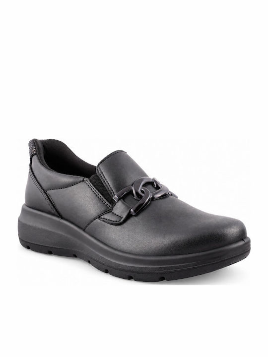 Leather Women's Moccasins in Black