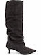 Wildleder Damenstiefel mit mittlerem Absatz in Braun