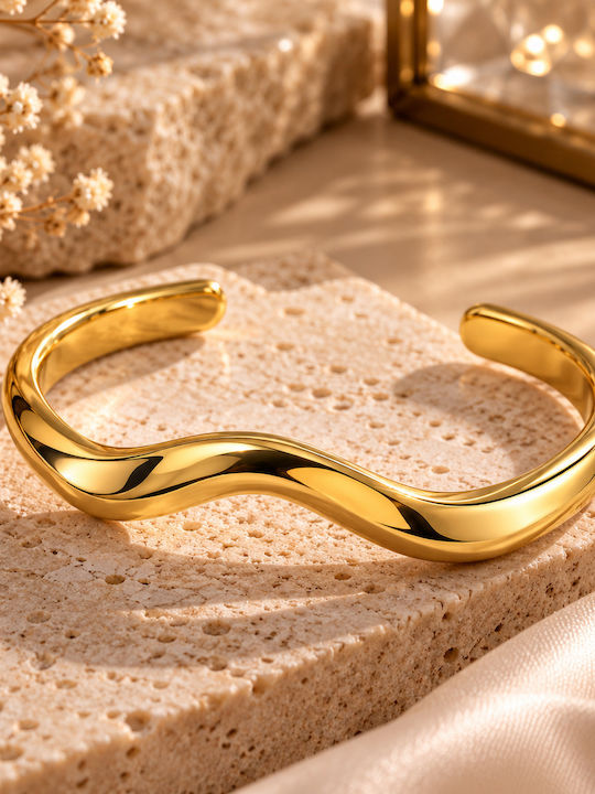 Kingleap Women's Gold-Plated Steel Cuff Bracelet