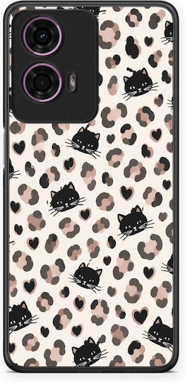 Калъф Smartfits с черни котки на кремав фон с леопардови петна за Motorola G24