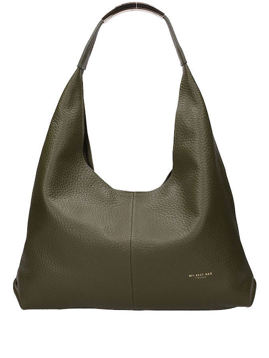 Khaki Leather Women’s Shoulder Bag