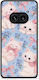 Smartfits Weiße Kätzchen Blaue Blumen Hülle für Nothing Phone 2a