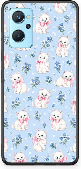 Smartfits White Kittens Blue Flowers Small Oppo A96 Θήκη