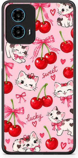 Smartfits Cherries Bows Kittens On Pink Motorola G34 5g Θήκη