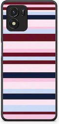 Smartfits Burgundy Pink Blue Horizontal Stripes Vivo Y01 Y15s Θήκη