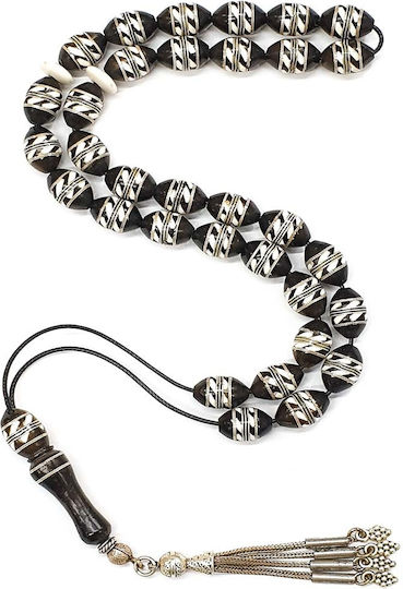 Roloi Komboloi Worry Beads with 33 Ebony Beads, 41 cm Long, Multicolour