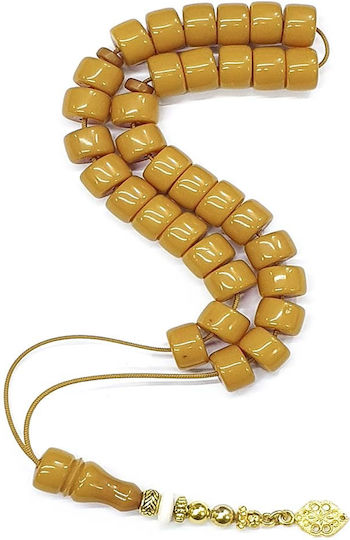 Roloi Komboloi Worry Beads with 33 Mastic Beads, 30 cm Long, Yellow