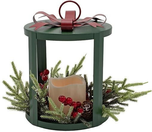 Eurolamp Weihnachtslaterne aus Bronze, batteriebetrieben, 22,5 x 17 cm