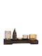 Christmas Wooden Grey Battery Candlestick 6 Pieces