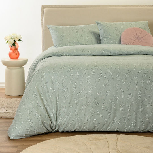 Melinen Bianca Double Fitted Bed Sheet Set 150x200+32cm Grey (4 pcs)