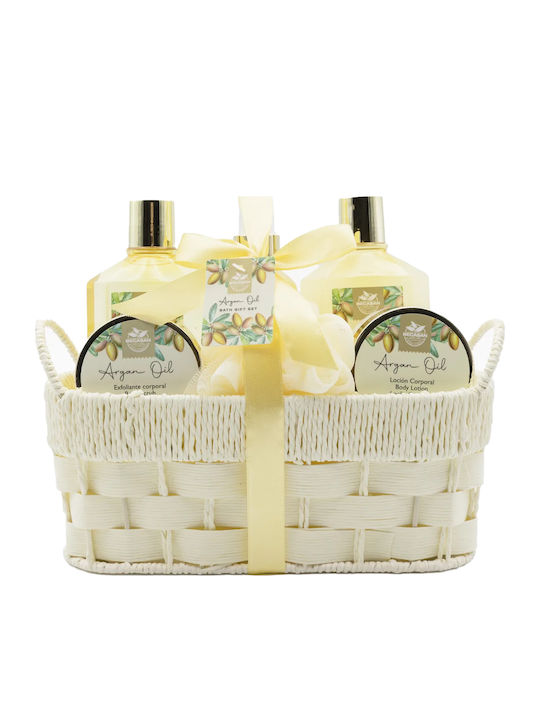 Becasan Coș de Răchită cu Ulei de Argan Set de Îngrijire pentru Hidratare și Curățarea Corpului 6 Bucăți