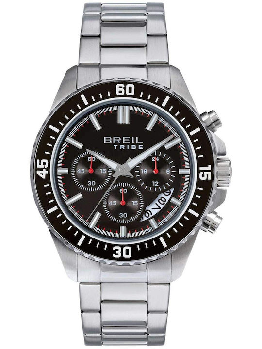 Men's Battery Chronograph Watch with Silver Stainless Steel Bracelet