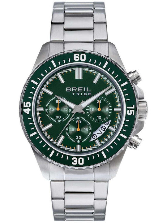 Men's Battery Chronograph Watch with Stainless Steel Bracelet Silver