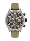 Men's Battery Chronograph Watch with Silicone Strap Olive Green / White