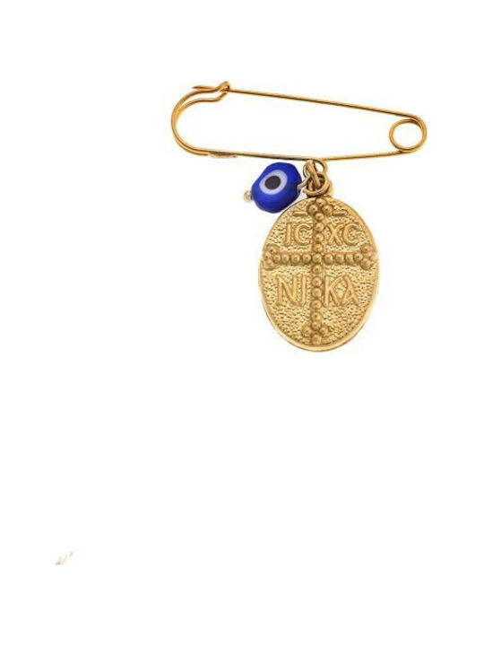 Senza Ac de Siguranță pentru Copii din Argint Placat cu Aur cu Talisman Constantin Senza Ac de Siguranță pentru Copii din Argint Placat cu Aur cu Talisman Constantin