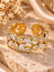 Kingleap Women's Ring with Stones Made of Gold-Plated Steel