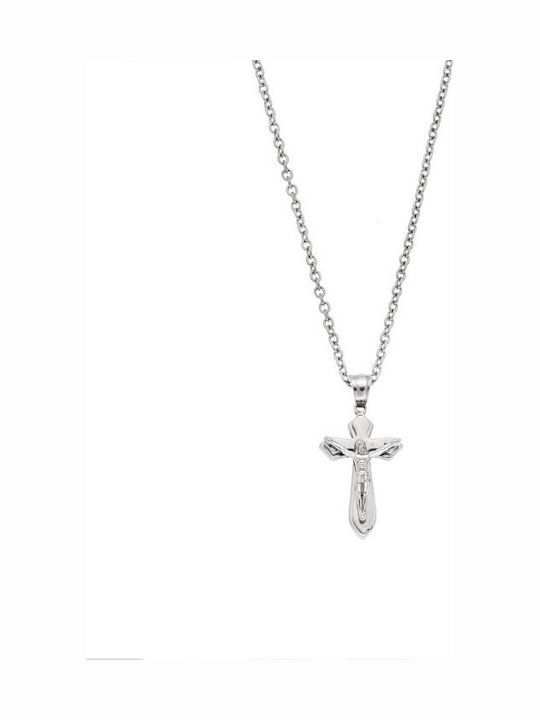 Senza Men's Steel Cross with Crucifix Without Chain
