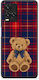 Smartfits Teddy Bear On Red Navy Tartan Husă pentru Vivo Y33s Y21s Y21