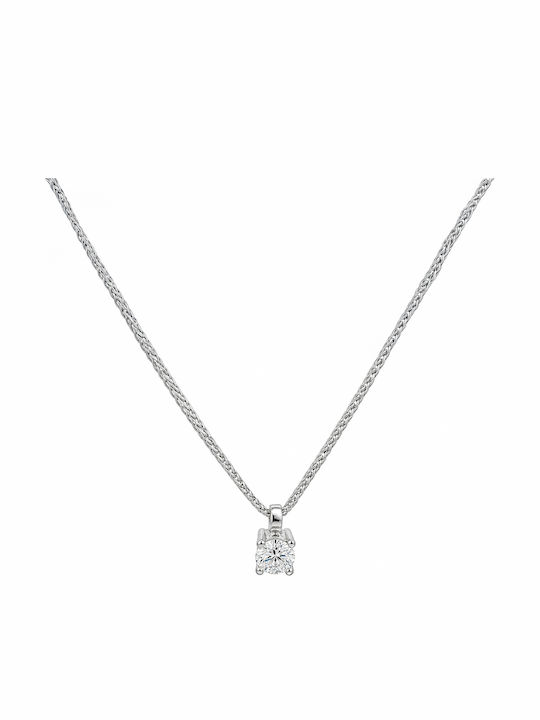 Daskalakis Solitaire Necklace in 8K White Gold with Diamond & Green Zircon