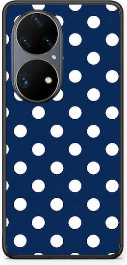 Smartfits Бял Калъф с Големи Бели Точки на Тъмносин Фон за Huawei P50 Pro