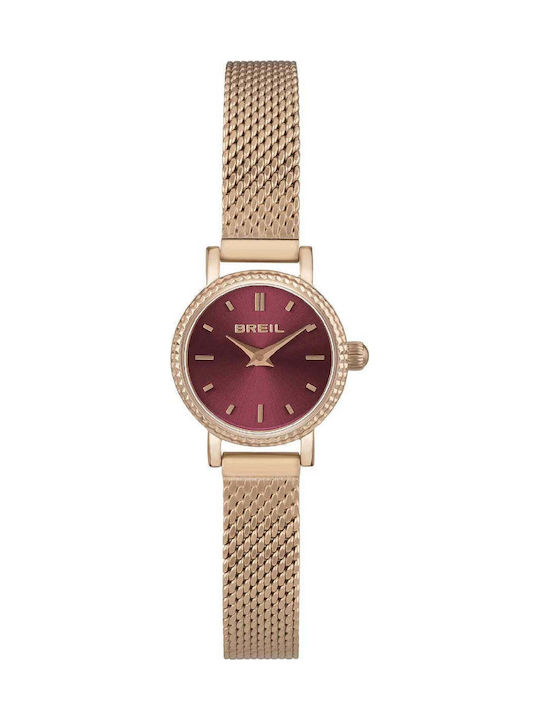 Women's Battery-Powered Watch with Pink Gold Stainless Steel Bracelet