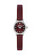 Women's Battery-Powered Watch with Burgundy Leather Strap