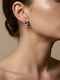 Women's Gold Earrings with Curved Design Oval Brown Stone Prime Steel Brown Gold Women One Size Ssn299