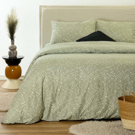 Melinen Single Bed Sheet Set 170x270cm Olive (3pcs)