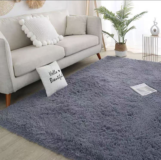 Kraft World Non-Slip Rectangular Shaggy Rug Light Grey 80x140cm CRPG-80Χ140-Light Grey