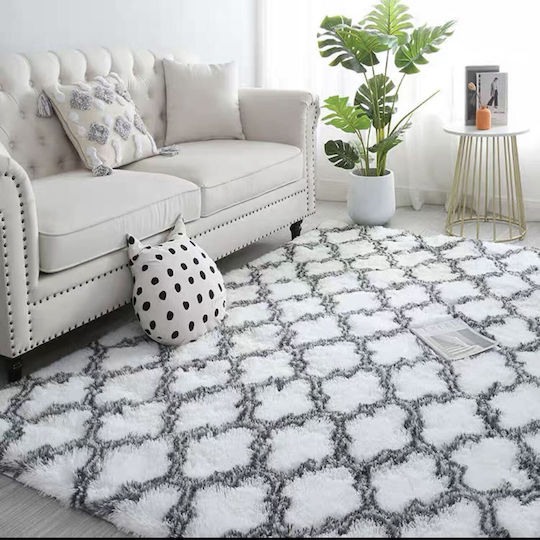 Kraft World Rutschfester, rechteckiger, weißer Kunstfell-Teppich 80x140 cm CRPG-SXEDIO80X140-Weiß