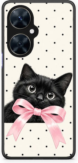 Smartfits Черен Котенце Розова Панделка На Точки Калъф За Huawei Nova 11i