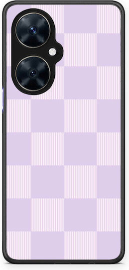 Smartfits Lilafarbene Hülle mit cremefarbenen Streifen und Karomuster für Huawei Nova 11i
