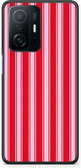 Smartfits Rote und Pinke Vertikale Nadelstreifen Hülle für Xiaomi 11T 11T Pro
