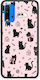 Smartfits Black Cat Doodles auf Pink Xiaomi Redmi 9T Hülle