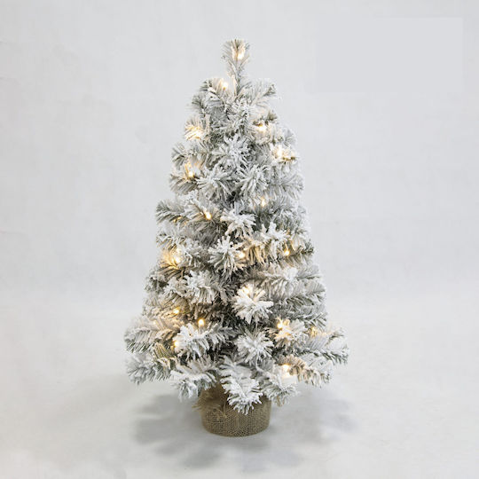 Illuminated Snowy Plastic Christmas Decorative Tree 60 cm Battery-Powered White