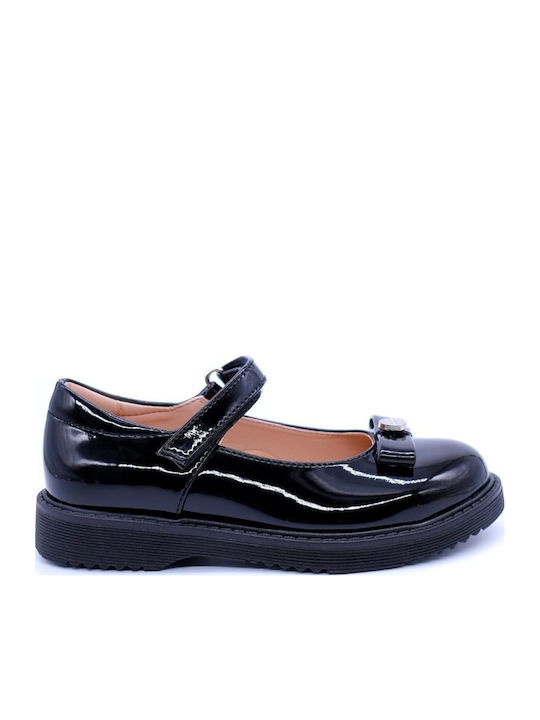 Anatomic Leather Kids Ballerinas with Hook-and-Loop Closure Black