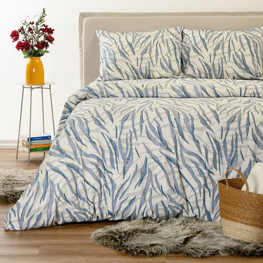Melinen Crystal Baumwoll-Bettbezug-Set 165x245 cm Einzelbett mit Kissenbezug Crystal Blue