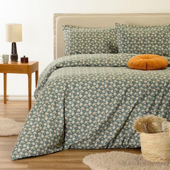 Melinen Elsa Σετ Παπλωματοθήκη Βαμβακερή 165x245cm Μονή με Μαξιλαροθήκη Aqua
