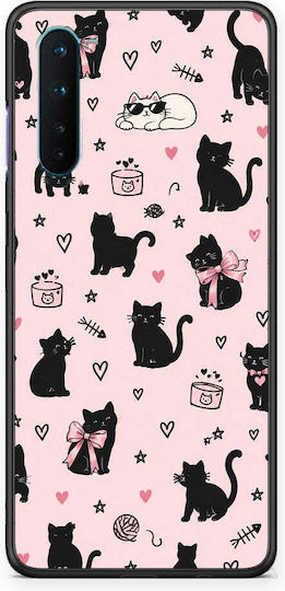 Smartfits Black Cat Doodles On Pink Oneplus Nord 5g Θήκη