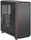 Summit Gaming Midi Tower Κουτί Υπολογιστή με Πλαϊνό Παράθυρο Light Tint Black/Wood