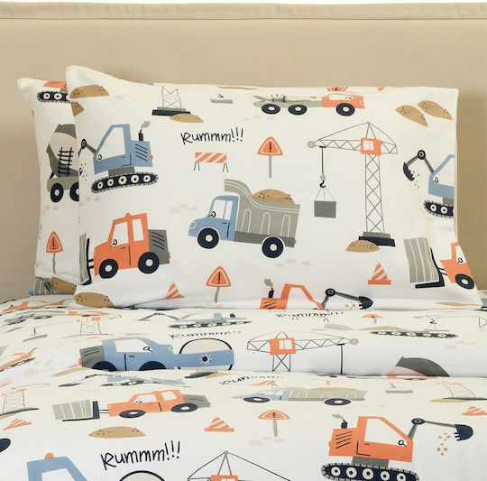 Melinen Set of Kids Pillowcases Made of 100% Cotton 53x72cm White
